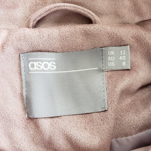 Asos Faux Suede Pink Biker Jacket Size 6 - Picture 6 of 8